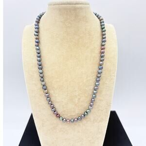 Vintage Dyed Freshwater Pearl Necklace • 6x4mm ovals • Sterling 925 JCM Clasp